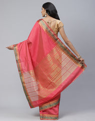 Plain Zari Border Handloom Woven Saree