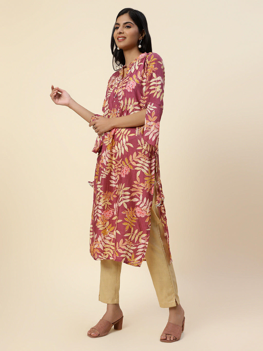 Floral Printed Muslin Kurta
