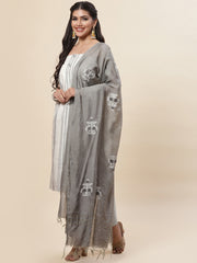 Neck Printed Cotton Unstitched Suit Piece With Dupatta