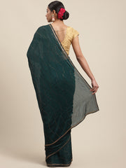 Stone Work Chiffon Embroidered Saree