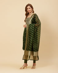 Embroidered Organza Kora Suit Piece With Dupatta