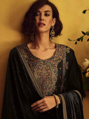 Embroidered Chanderi Unstitched Suit Piece With Dupatta