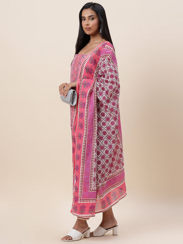 Printed Cotton Unstitched Suit Piece With Dupatta