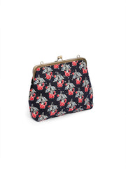 Navy Blue Printed Cotton Clutch