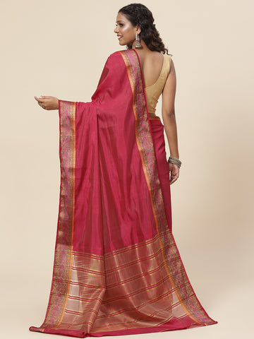 Plain Zari Border Handloom Woven Saree