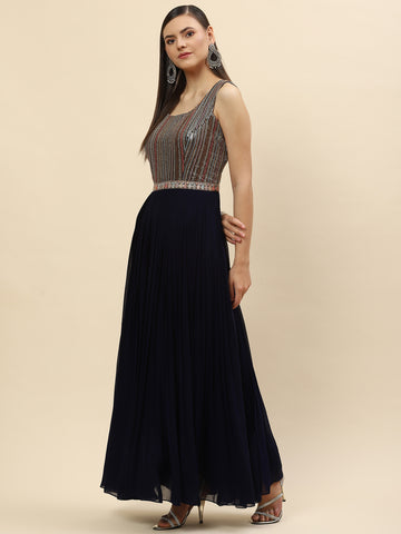 Sequin Georgette Gown Dress