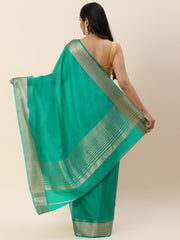 Zari Booti Organza Plain Saree