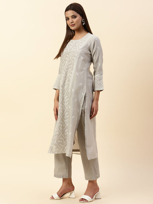 Embroidered Chanderi Kurta With Palazzo