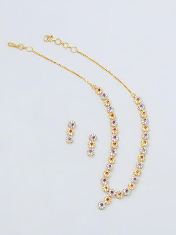 Golden & White Stones Necklace Set