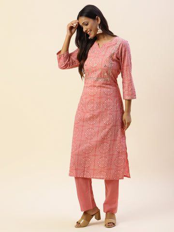 Printed Cotton Kurta With Pants