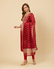 Embroidered Organza Kora Suit Piece With Dupatta