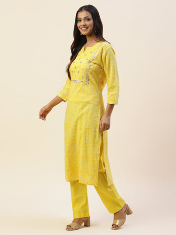 Printed Cotton Kurta With Pants