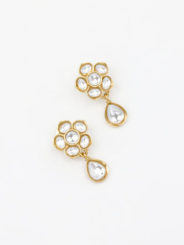 Gold & White Drop Earrings