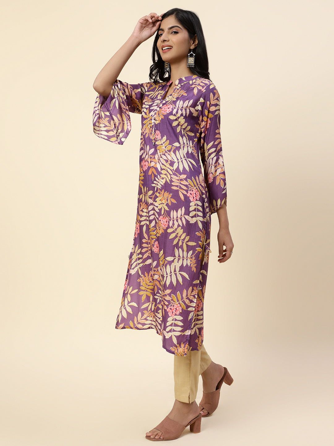 Floral Printed Muslin Kurta