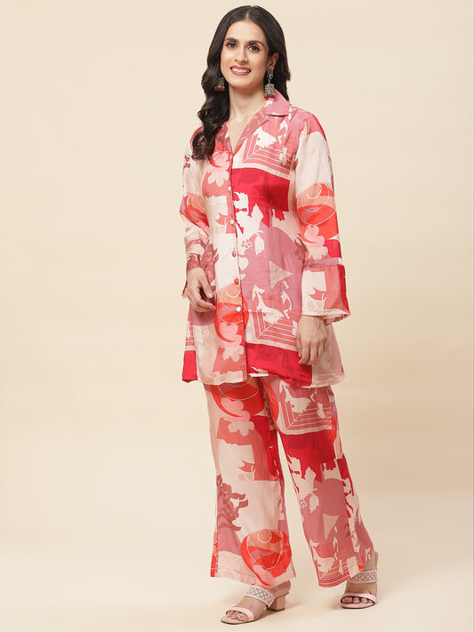 Printed Short Cotton Kurta With Pants