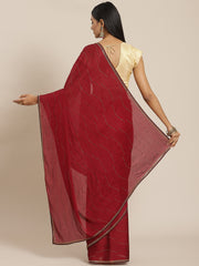 Stone Work Chiffon Embroidered Saree