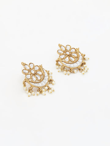 Gold & White Drop & Dangler Earrings