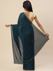 Stone Work Chiffon Embroidered Saree