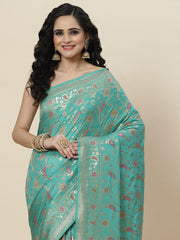 Gota Work Banarasi Woven Saree