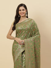 Gota Work Banarasi Woven Saree