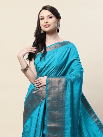 Plain Zari Border Handloom Woven Saree