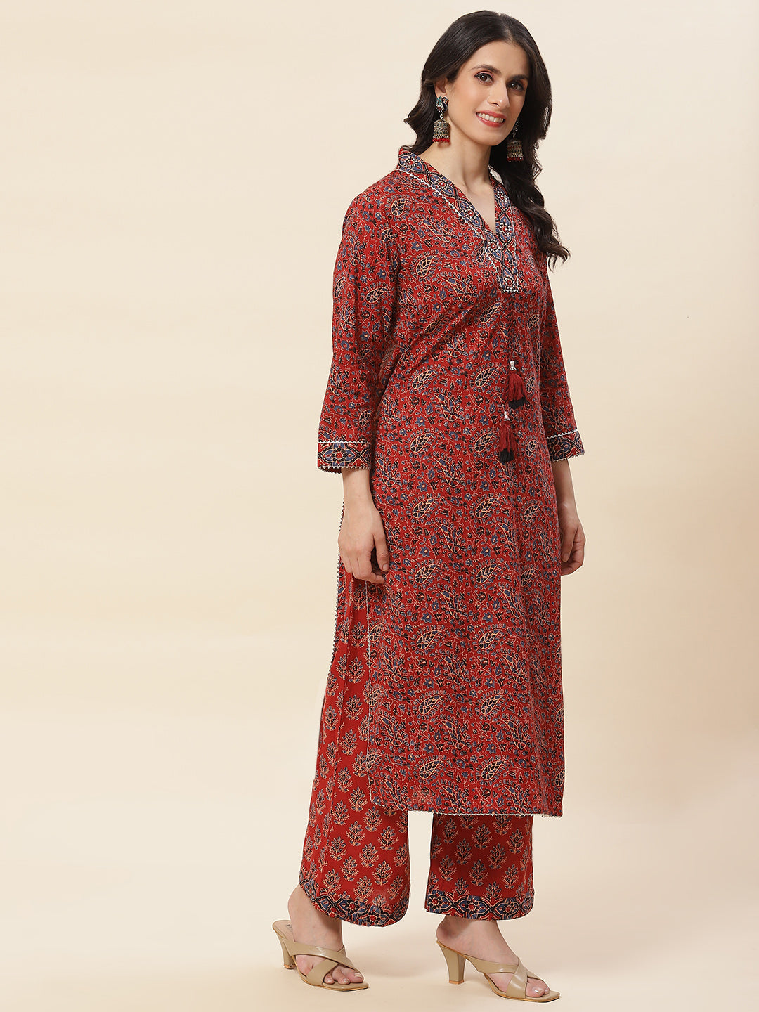 Printed Cotton Kurta With Pants