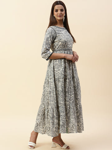 Floral Printed Cotton Anarkali Kurta