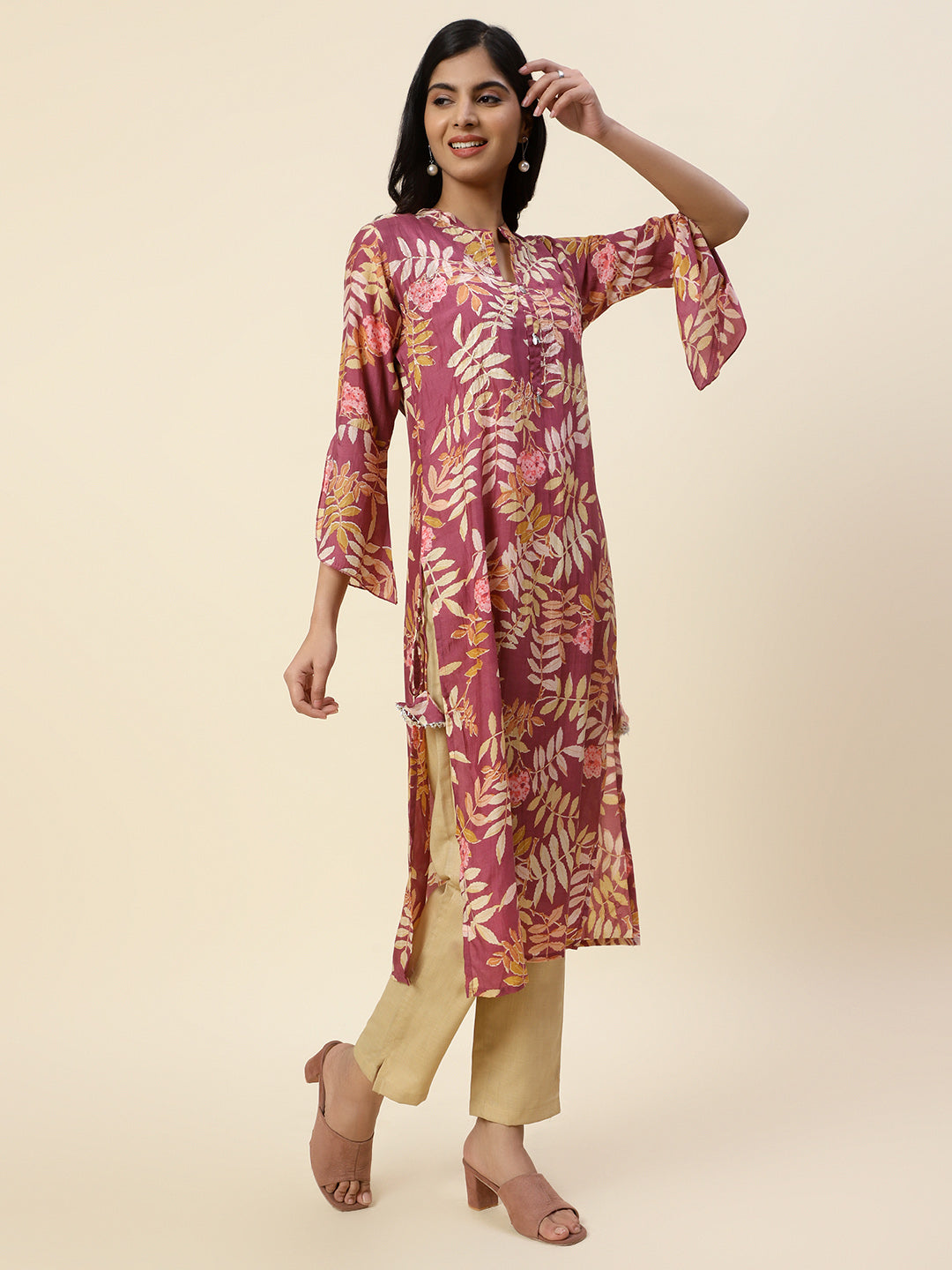 Floral Printed Muslin Kurta