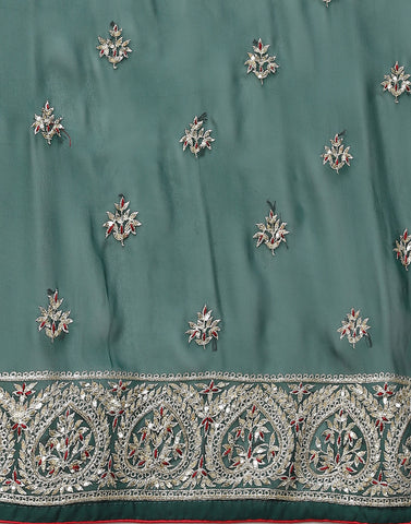 Embroidered Georgette Suit Piece With Banarasi Dupatta