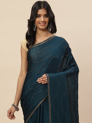 Stone Work Chiffon Embroidered Saree