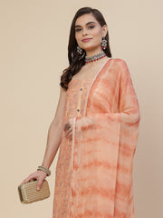 Embroidered Chanderi Unstitched Suit Piece With Chiffon Dupatta