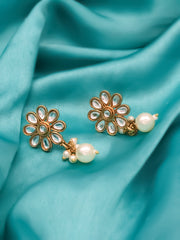 Gold & White Drop & Dangler Earrings