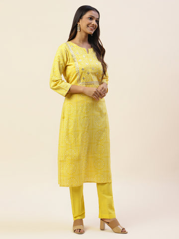 Printed Cotton Kurta With Pants