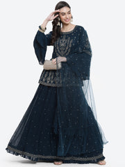 Resham Mirror Jaal Georgette Lehenga With Choli And  Net Dupatta