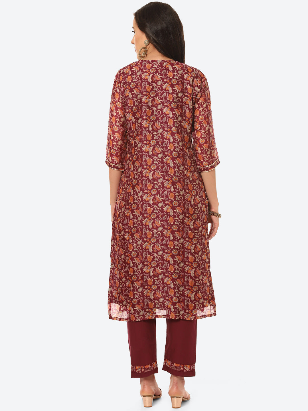 Gota Work Floral Chanderi Kurta With Pant