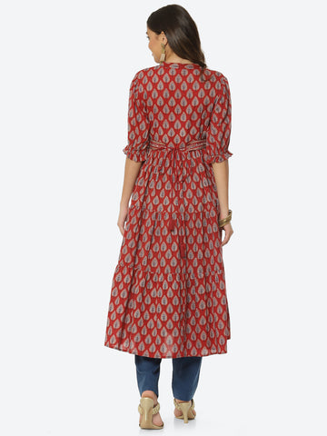 Floral Printed Cotton Anarkali Kurta