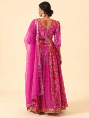 Sequin Embroidered Crepe Choli With Lehenga & Dupatta