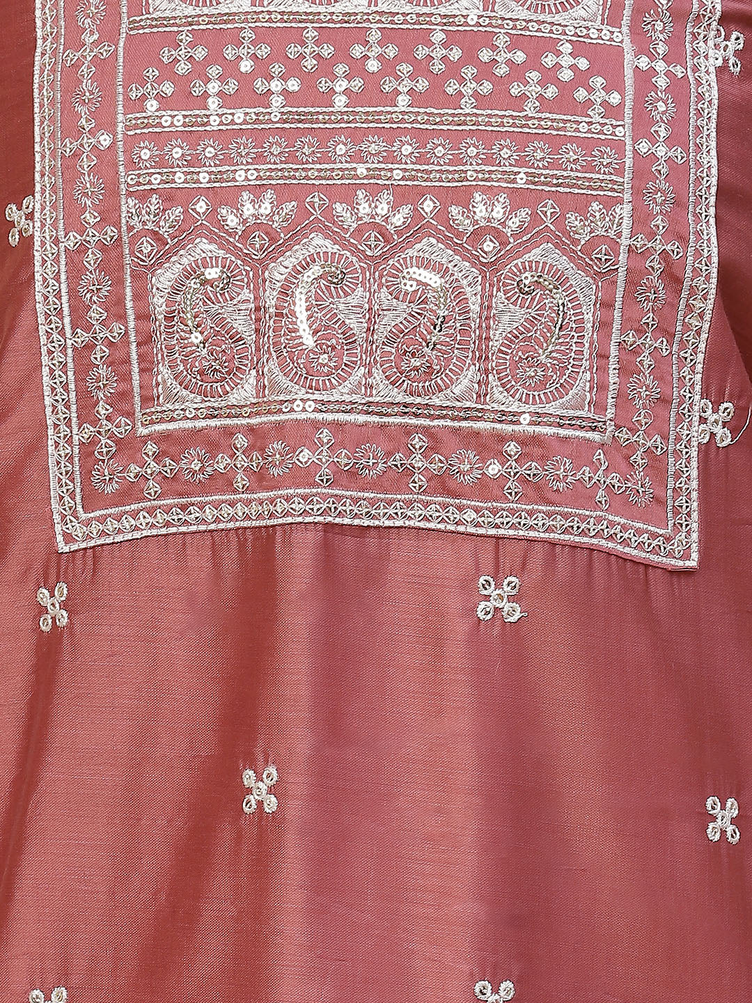 Neck Embroidered Chanderi Unstitched Suit Piece With Chanderi Dupatta