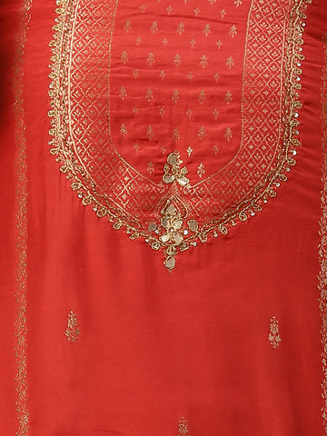 Indigo Printed Chanderi Unstitched Suit Piece With Dupatta