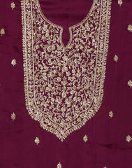 Embroidered Organza Kora Suit Piece With Dupatta