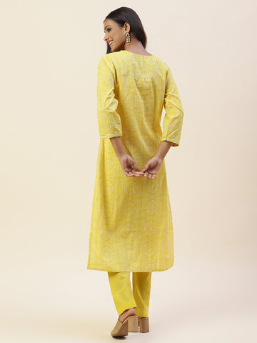 Printed Cotton Kurta With Pants