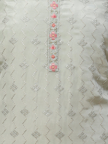 Sequin Embroidered Handloom Unstitched Suit Piece With Dupatta