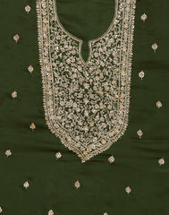 Embroidered Organza Kora Suit Piece With Dupatta