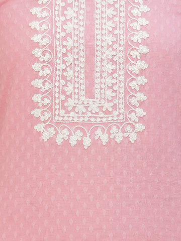Neck Embroidered Cotton Unstitched Suit Piece With Cotton Dupatta