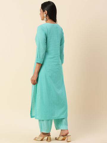 Neck Embroidered Cotton Kurta