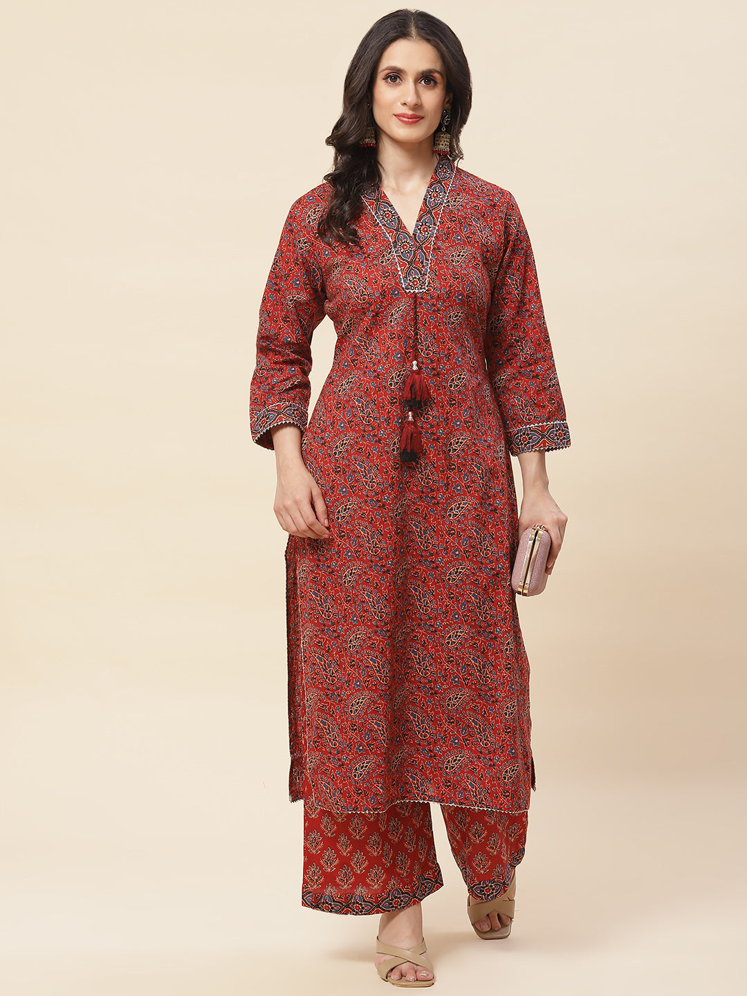 Printed Cotton Kurta With Pants