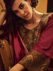 Embroidered Chanderi Unstitched Suit Piece With Dupatta