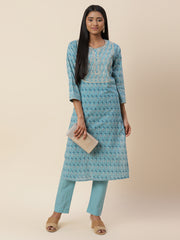 Printed Cotton Kurta With Pants