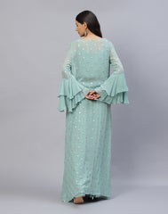 Dusty Green Georgette Salwar Kameez Stitched Suit