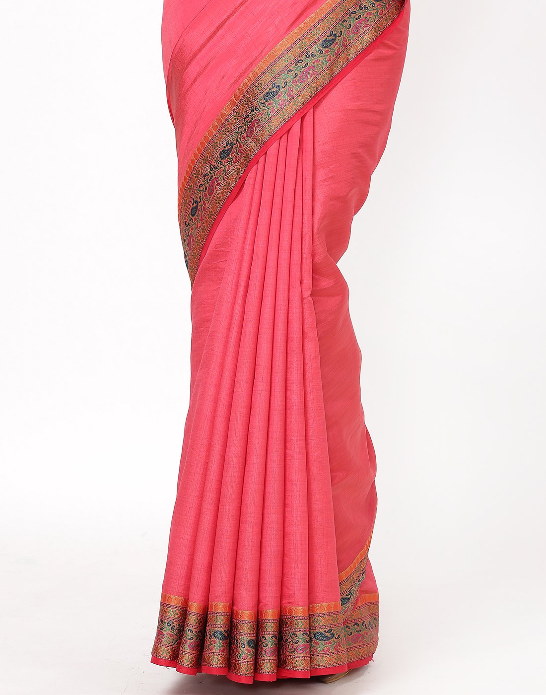 MBZ Meena Bazaar-Hot Pink Art Handloom Saree